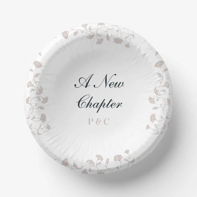 Elegante Vintage Beige Buchdecke Hochzeit Pappteller (Vorderseite)