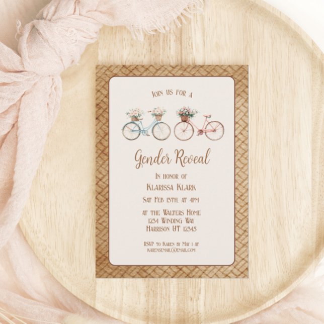 Elegante Vintage Bike Gender-Offenbarung Einladung (Von Creator hochgeladen)