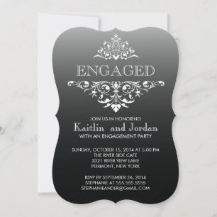 Elegante Vintage Black Blüh Engagement Party Einladung