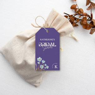Elegante Vintage Blaue Aquarell-Blumen Brautparty Geschenkanhänger
