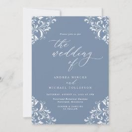 Elegante Vintage Blauen Hochzeit Einladung