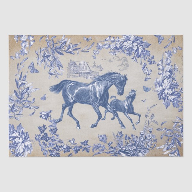 Elegante Vintage Blaufopfbahn Seidenpapier (Vorderseite)