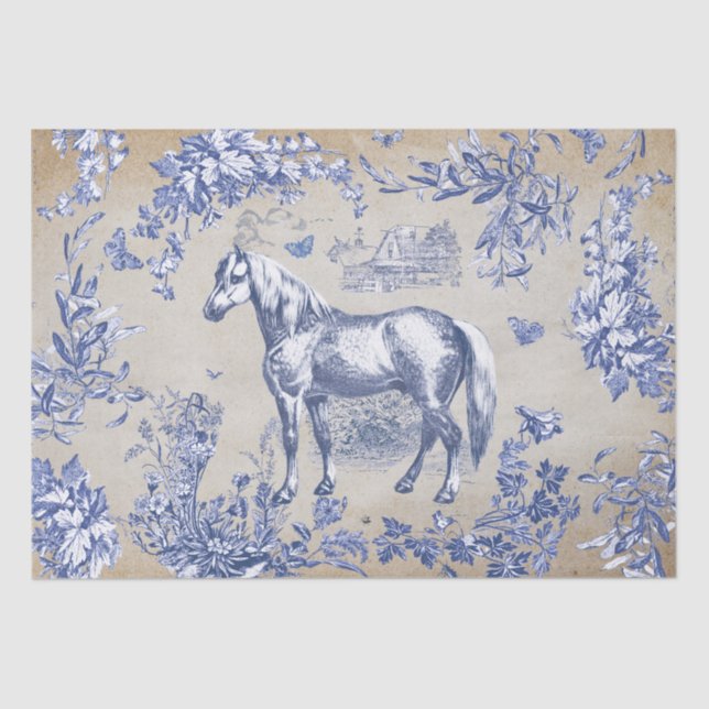 Elegante Vintage Blaufopfbahn Seidenpapier (Vorderseite)