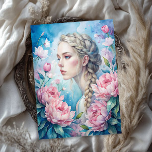 Elegante, Vintage Blondine, schabbräunlich pinkfar Seidenpapier