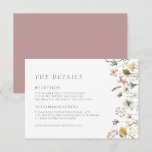 Elegante Vintage Blume Details Hochzeit Begleitkarte