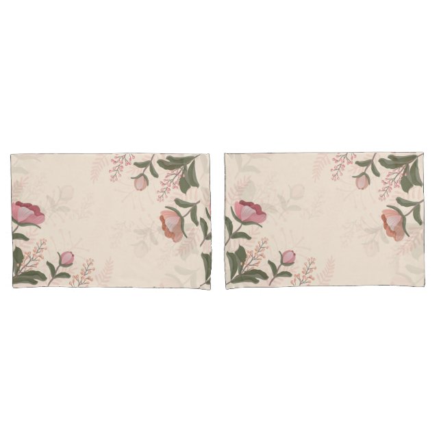 Elegante Vintage Blume Kissenbezug (Vorderseite-Set)
