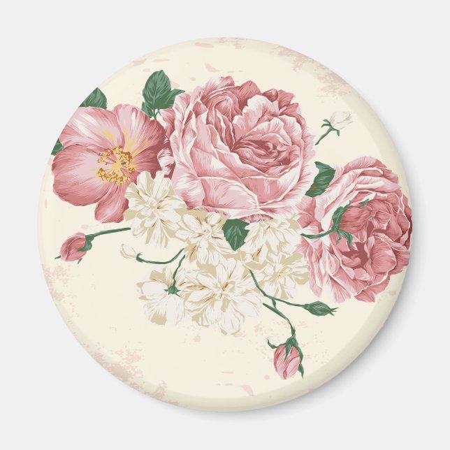 Elegante Vintage Blume Magnet (Vorne)