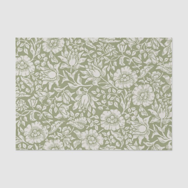 Elegante Vintage Blume Olivenöl Seidenpapier (Vorderseite)