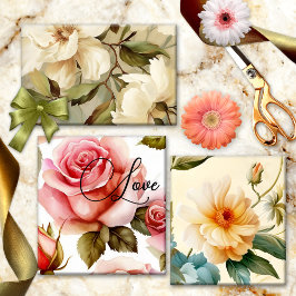 Elegante Vintage Blume Romantisch Geschenkpapier Set