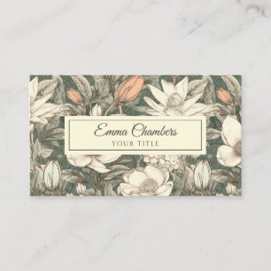 Elegante Vintage-Blumen Botanische Magnolien Visitenkarte