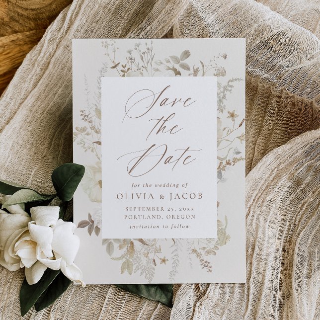 Elegante Vintage Blumen Creme Hochzeit Save The Date (Von Creator hochgeladen)