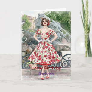 Elegante Vintage-Blumen-Geburtstagskarte Frau Pari Karte