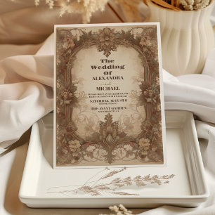 Elegante Vintage-Blumen-Hochzeit in Salbei und Elf Einladung