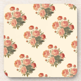 Elegante Vintage-Blumen Rosa Pfingstrosen Getränkeuntersetzer