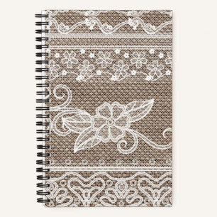 Elegante Vintage Blumen-Spitze Notizbuch