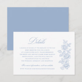 Elegante Vintage-Blumen-Staubblaue Hochzeitsdetail Einladung