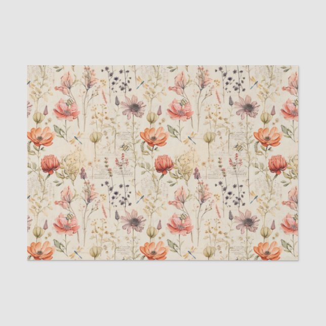 Elegante Vintage BlumenCollage Seidenpapier (Vorderseite)