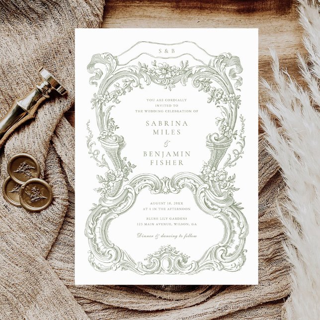 Elegante Vintage Blumendecke Einladung (Von Creator hochgeladen)