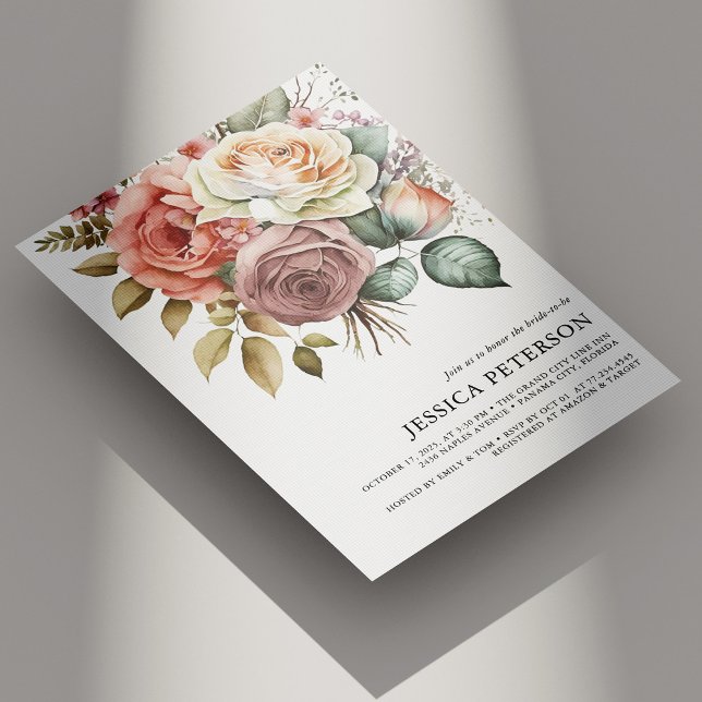 Elegante Vintage Blumendusche Einladung (Elegant Vintage Floral Bridal Shower Invitation)