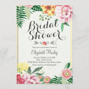Elegante Vintage Blumendusche Einladungen