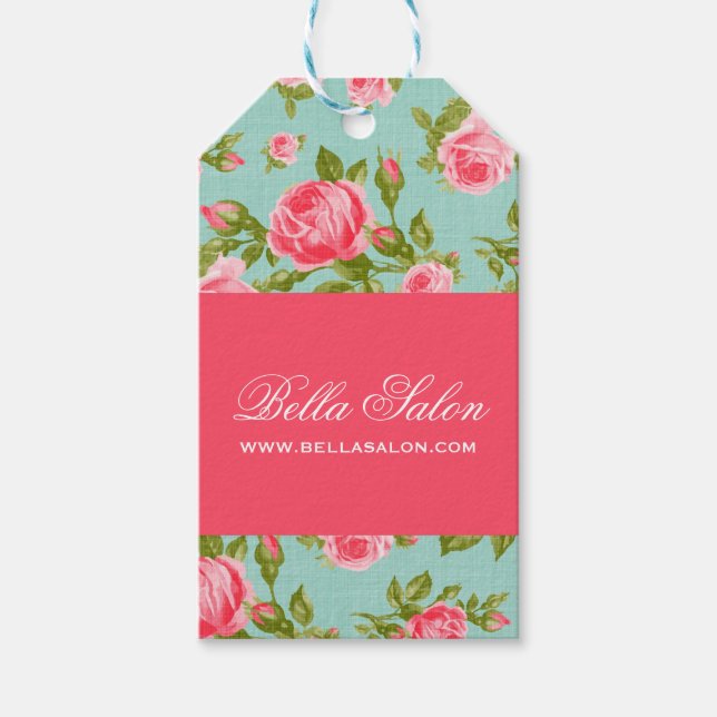 Elegante Vintage Blumengiftmarken Geschenkanhänger (Vorderseite)