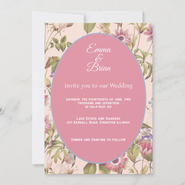 Elegante Vintage Blumenhochzeit anpassbar Einladung (Vorderseite)