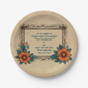 Elegante Vintage Blumenhochzeit Pappteller