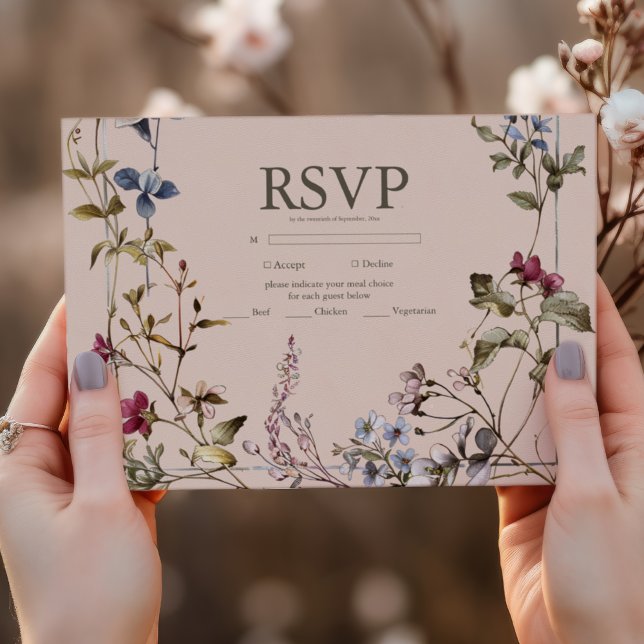 Elegante Vintage Blumenhochzeit RSVP Karte (Von Creator hochgeladen)