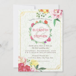 Elegante Vintage Blumenkarte Brautparty Einladung