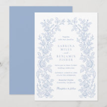 Elegante Vintage-Blumenrahmen-Staubblaue Hochzeit