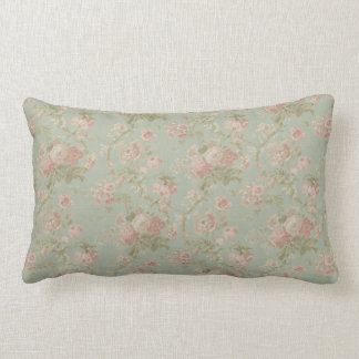 Elegante Vintage BlumenRose, Grün u. Rosa Lendenkissen