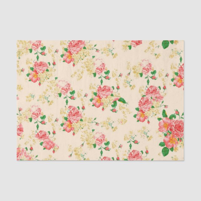 Elegante Vintage BlumenRose Seidenpapier (Vorderseite)