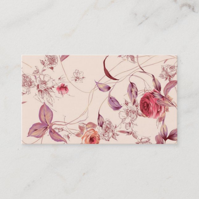 Elegante Vintage BlumenRosen-Muster-Schablone Visitenkarte (Vorderseite)