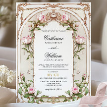 Elegante Vintage Blush Bloral Hochzeit Einladung