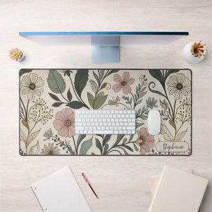 Elegante Vintage-Blüten-Arbeitsplatzmatte personal Schreibtischunterlage