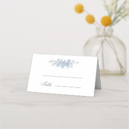 Elegante Vintage Blütenblauer Hochzeit eingeklappt Platzkarte