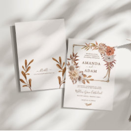 Elegante Vintage Bohemische Herbstwetterhochzeit Einladung