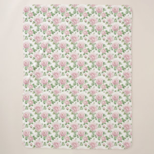 Elegante Vintage-Botanik-Aquarell-Rosenblüten Sherpadecke