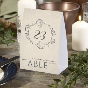Elegante Vintage-Botanik-Hochzeitstischkarte Tischaufsteller