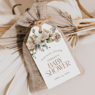 Elegante Vintage botanische Babydusche Gefallen Geschenkanhänger