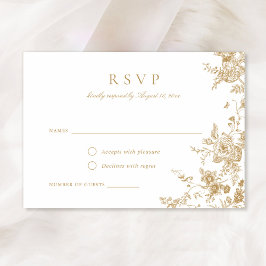 Elegante Vintage botanische Gold-RSVP-Karte Einladung