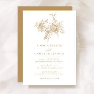 Elegante Vintage botanische Hochzeit Einladung