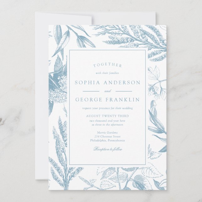 Elegante Vintage botanische Hochzeitseinladung Einladung (Vorderseite)
