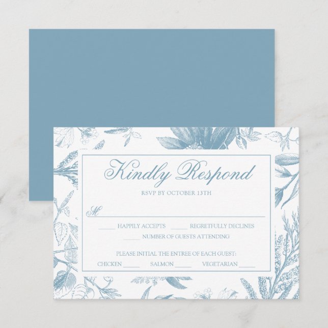 Elegante Vintage botanische Hochzeitskarte Einladung (Vorne/Hinten)
