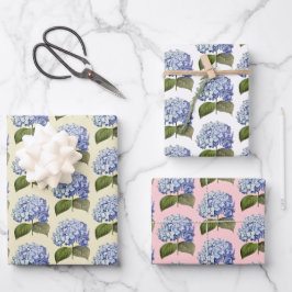 Elegante Vintage botanische Hydrangea-Blume Geschenkpapier Set