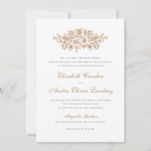 Elegante Vintage Botanische Klassische Hochzeit Einladung