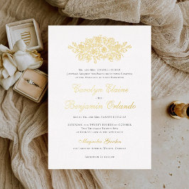 Elegante Vintage Botanische Klassische Hochzeit Folieneinladung