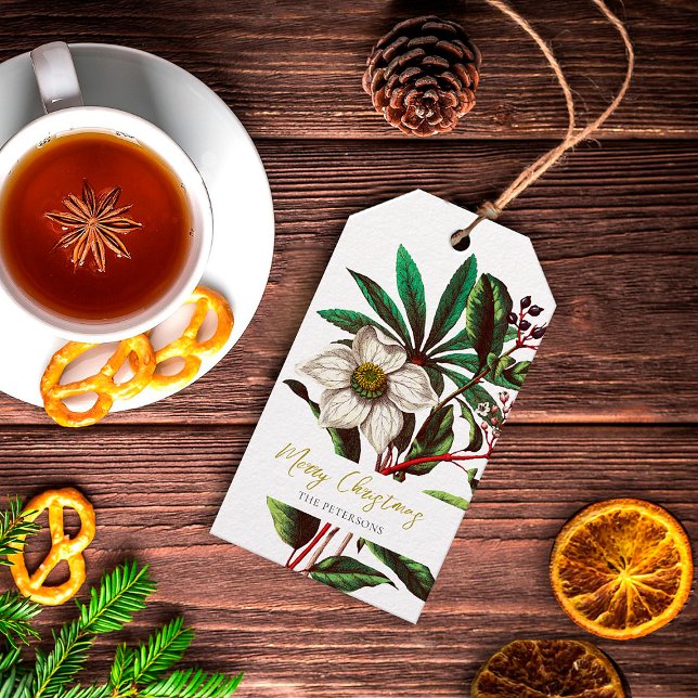 Elegante Vintage botanische Rose Blume Geschenkanhänger (Von Creator hochgeladen)