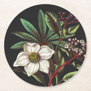 Elegante Vintage botanische Rose Blume Runder Pappuntersetzer