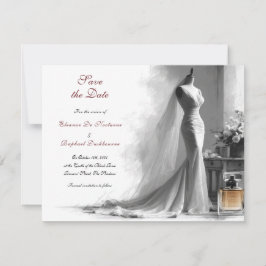 Elegante Vintage Bridal Illustration Save the Date